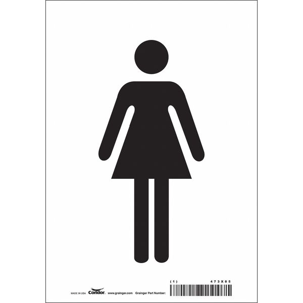 Condor Restroom Sign, 7" W, 10" H, 0.004" Thick, 473X85 473X85