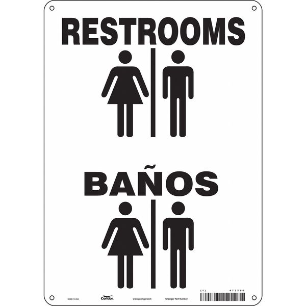 Condor Restroom Sign, 10" W, 14" H, 0.004" Thick, 473Y96 473Y96