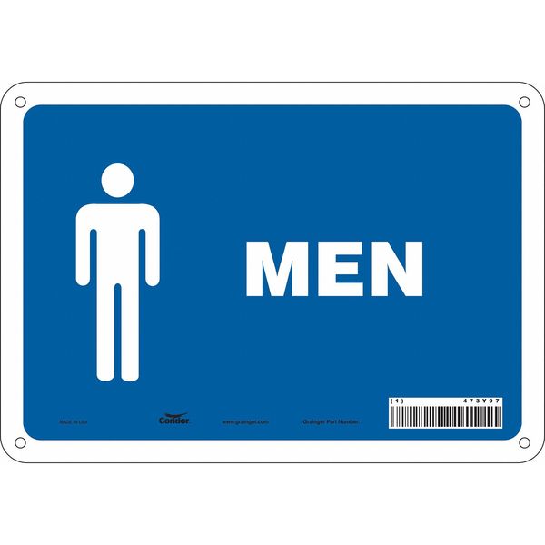 Condor Restroom Sign, 10" W, 7" H, 0.032" Thick, 473Y97 473Y97