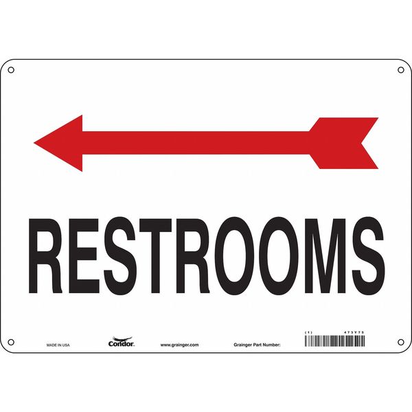 Condor Restroom Sign, 14" W, 10" H, 0.055" Thick, 473Y75 473Y75