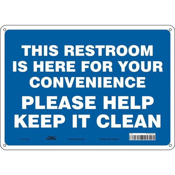 Condor Restroom Sign, 14" W, 10" H, 0.055" Thick, 473Z51 473Z51