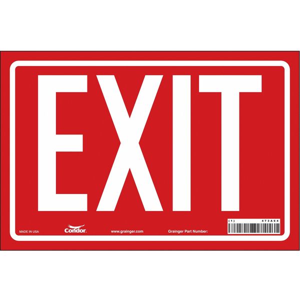 Condor Exit Sign, English, 12" W, 8" H, Vinyl, Red 473A64