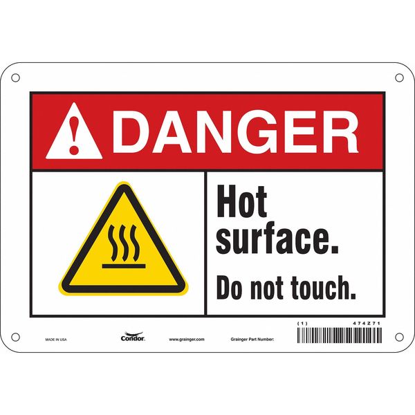 Condor Danger Sign, 10" W x 7" H, 0.032" Thick, 474Z71 474Z71