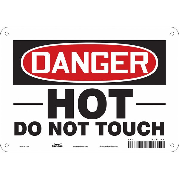 Condor Danger Sign, 7 in H, 10 in W, Polyethylene, Vertical Rectangle, English, 474Z43 474Z43
