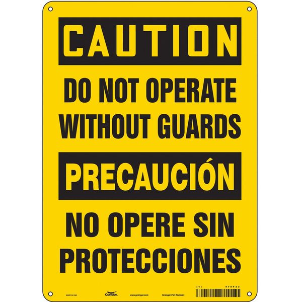 Condor Safety Sign, 14 in Height, 10 in Width, Aluminum, Vertical Rectangle, English, Spanish, 475F33 475F33