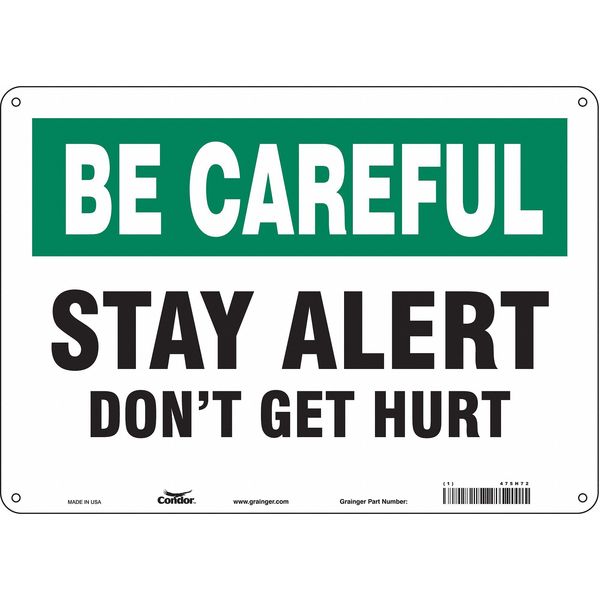 Condor Safety Sign, 10 in Height, 14 in Width, Aluminum, Horizontal Rectangle, English, 475H72 475H72