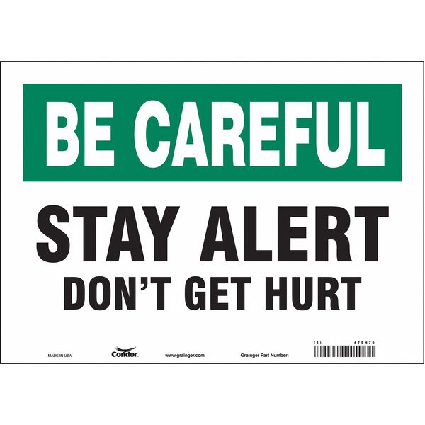 Condor Safety Sign, 10 in Height, 14 in Width, Vinyl, Horizontal Rectangle, English, 475H76 475H76