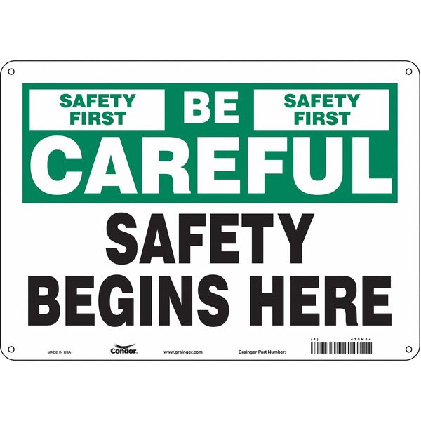 Condor Safety Sign, 10 in Height, 14 in Width, Aluminum, Horizontal Rectangle, English, 475H54 475H54