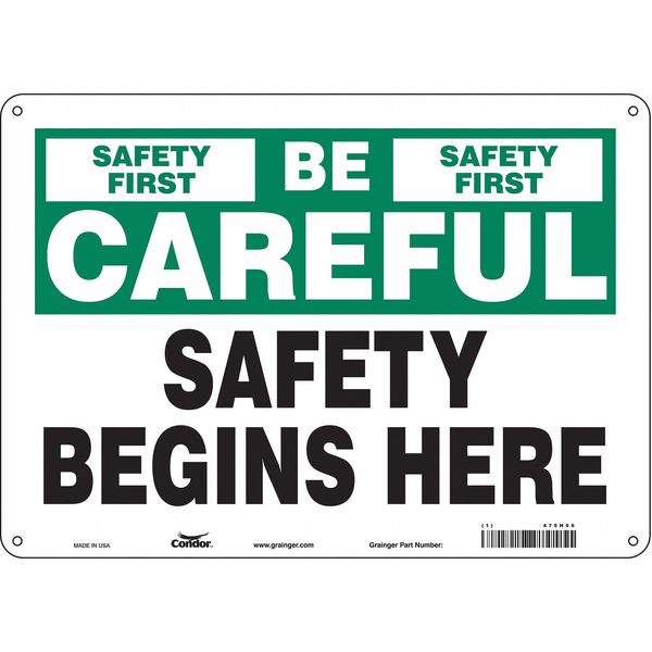 Condor Safety Sign, 10 in Height, 14 in Width, Polyethylene, Horizontal Rectangle, English, 475H56 475H56