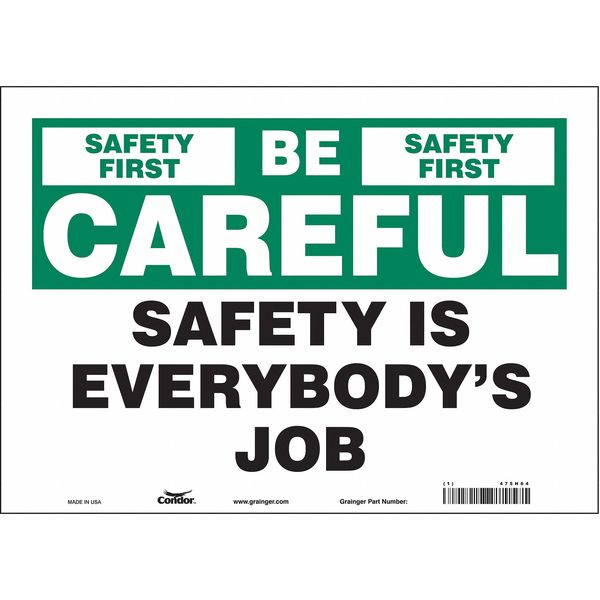 Condor Safety Sign, 10 in Height, 14 in Width, Vinyl, Horizontal Rectangle, English, 475H64 475H64