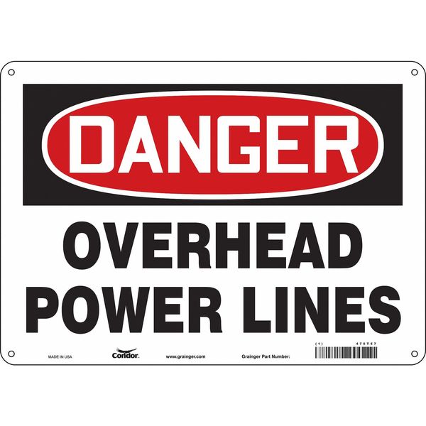 Condor Safety Sign, 10 in Height, 14 in Width, Aluminum, Horizontal Rectangle, English, 475T57 475T57