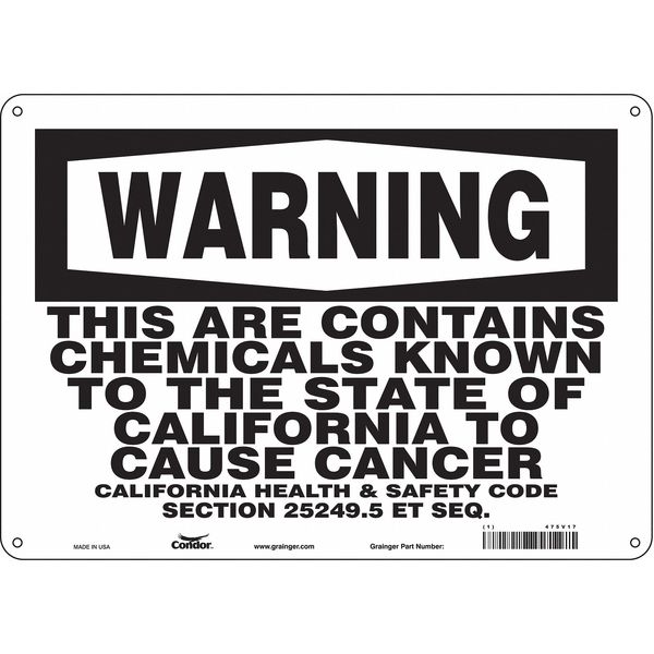 Condor Safety Sign, 14" Wx10" H, 0.032" Thickness 475V17