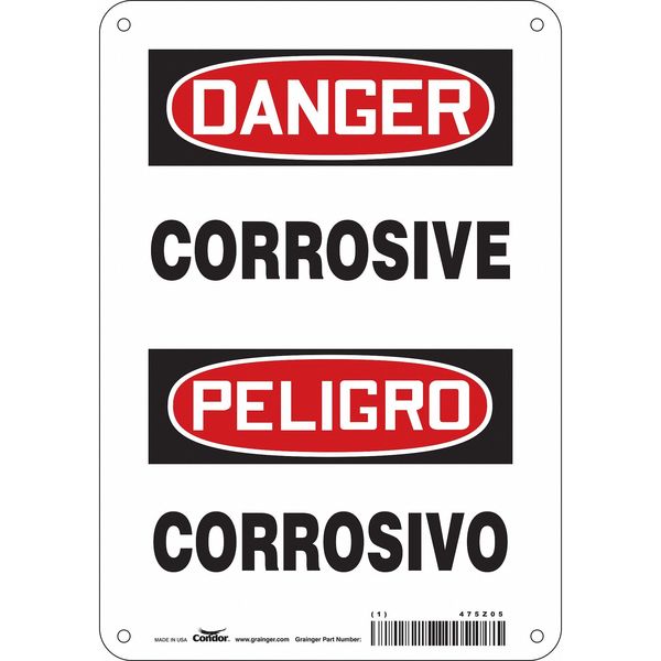 Condor Chemical Sign, 10 in H, 7 in W, Horizontal Rectangle, English, Spanish, 475Z05 475Z05