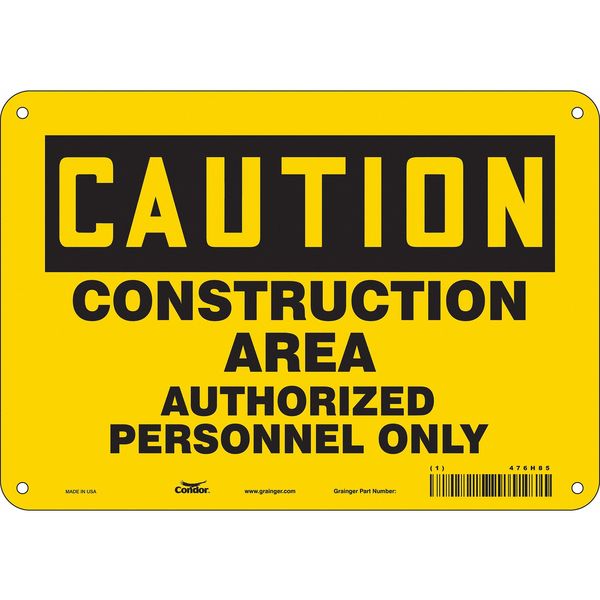 Condor Safety Sign, 7 in Height, 10 in Width, Polyethylene, Vertical Rectangle, English, 476H85 476H85