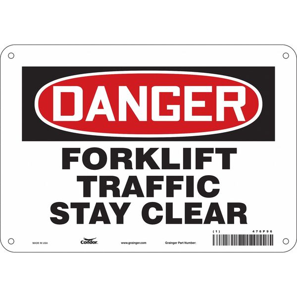 Condor Safety Sign, 7 in Height, 10 in Width, Polyethylene, Vertical Rectangle, English, 476P96 476P96