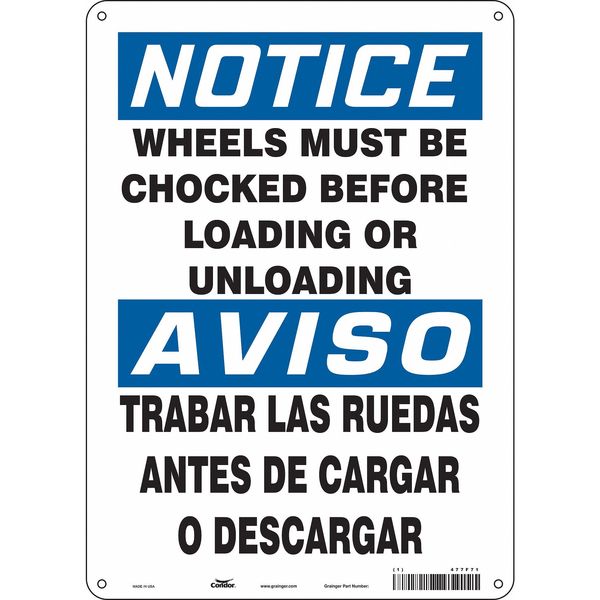 Condor Safety Sign, 14 in Height, 10 in Width, Vinyl, Vertical Rectangle, English, Spanish, 477F71 477F71
