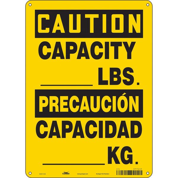 Condor Traffic Sign, 14 in Height, 10 in Width, Aluminum, Vertical Rectangle, English, Spanish 477L31