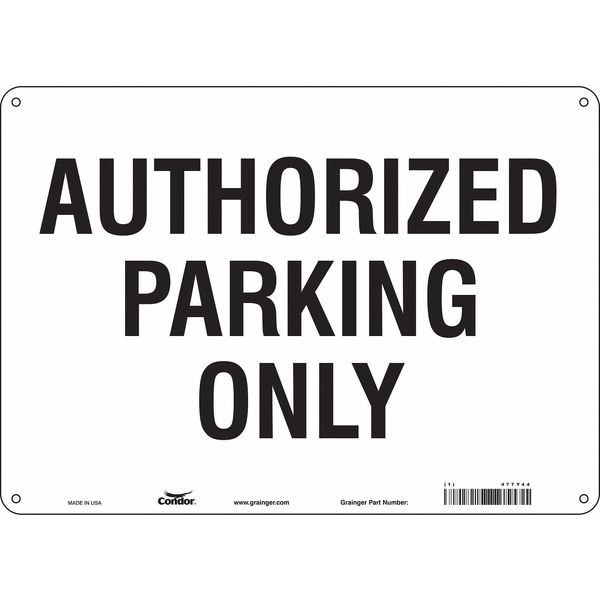 Condor Authorized Parking Sign, 14" W, 10" H, English, Aluminum 477Y44