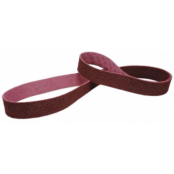 Scotch-Brite Sanding Belt, 1 1/2 in W, 60 in L, Non-Woven, Aluminum Oxide, Medium, SC-BL, Maroon 7010300824