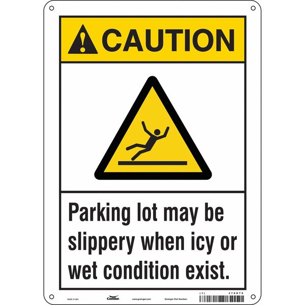 Condor Safety Sign, 14 in Height, 10 in Width, Aluminum, Vertical Rectangle, English, 478D70 478D70