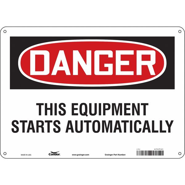 Condor Safety Sign, 10 in Height, 14 in Width, Aluminum, Horizontal Rectangle, English, 478T61 478T61