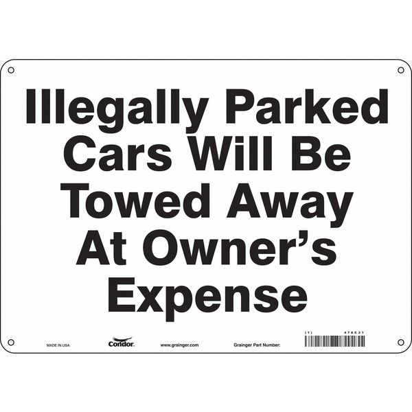 Condor Vehicles Will Be Towed Sign, 10" x 14, 478C31 478C31