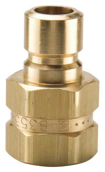 Parker Hydraulic Quick Connect Hose Coupling, Brass Body, Sleeve Lock, 1/4"-18 Thread Size, Moldmate Series BPN252F