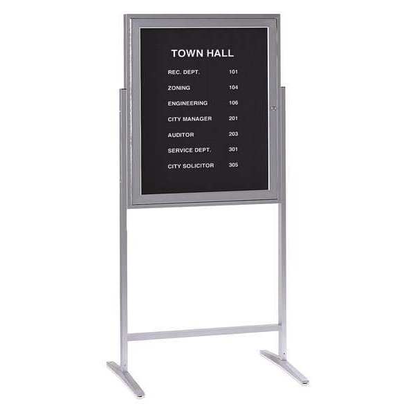 Ghent Pedesta Letter Board 32"Wx68" ZPA13630B-BK