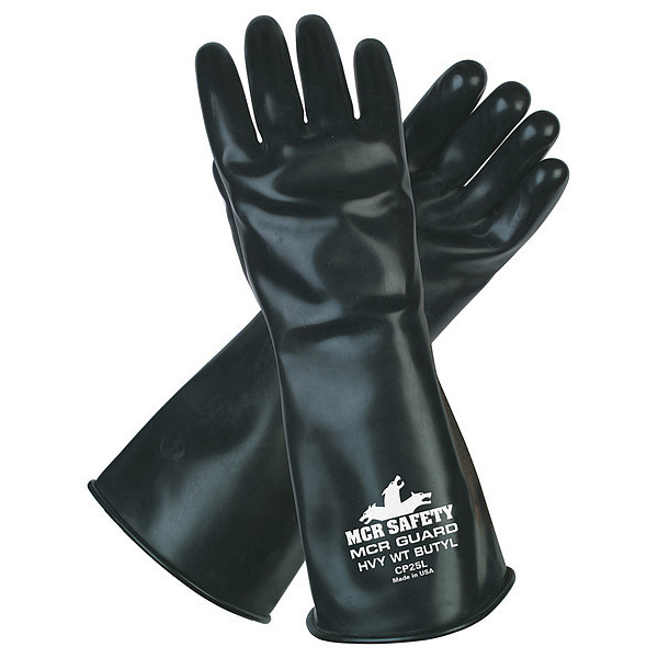 Mcr Safety 14" Chemical Resistant Gloves, Butyl, M, 1 PR CP25M