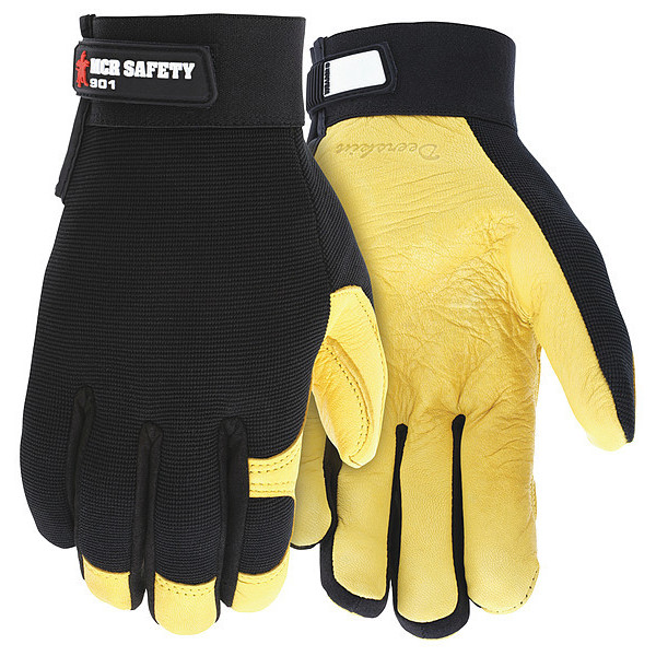 Mcr Safety Mechanics Gloves, M, Black/Gold, Spandex 901M