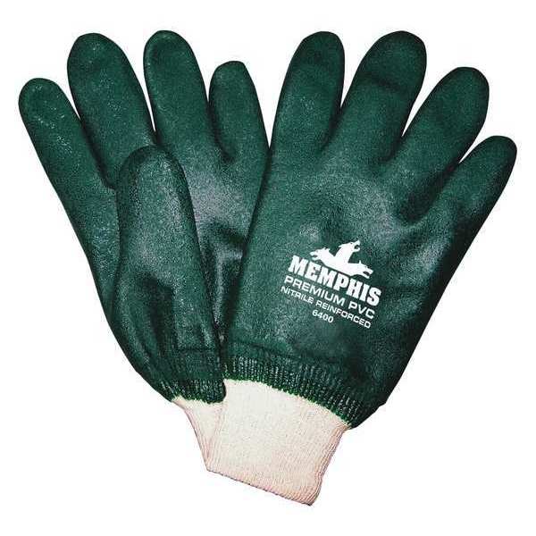 Mcr Safety 10-1/2" Chemical Resistant Gloves, PVC, L, 12PK 6400