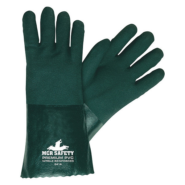 Mcr Safety 14" Chemical Resistant Gloves, PVC, L, 12PK 6414