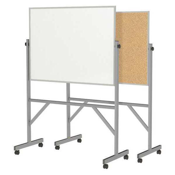 Ghent 78-1/4"x53-1/4" Plastic Reversible Whiteboard, Mobile/Casters ARMK34