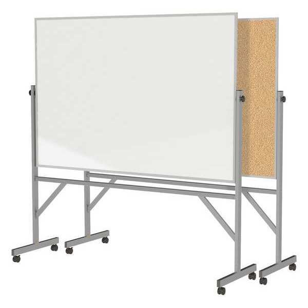 Ghent 78-1/4"x77" Plastic Reversible Whiteboard, Mobile/Casters ARMK46