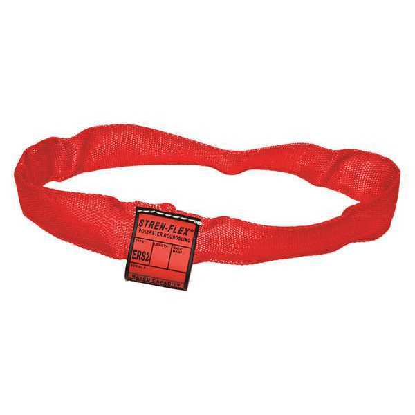 Stren-Flex Round Sling, Endless, Red, 16ft L, Polyester STRERS5-16