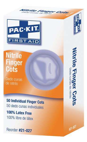 First Aid Only Powder Free Finger Cots, White, L, PK50 21-027