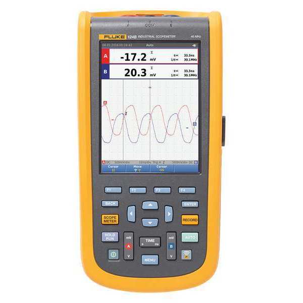 Fluke Compact Handheld Oscilloscope, 40 MHz, 2 Channels, 5.7 in Color TFT FLUKE-124B/WWG