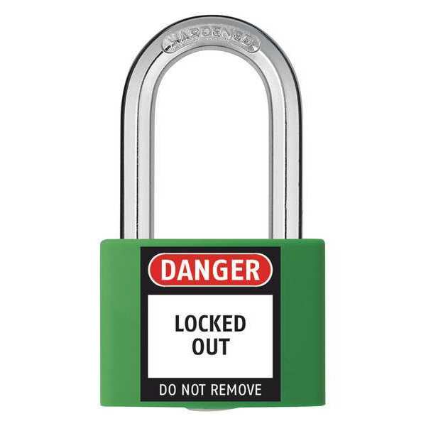 Zoro Select Lockout Padlock, KD, Green, 2"H 48JR40