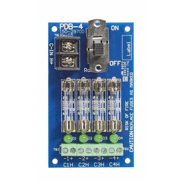 Securitron Power Distribution Board, 4 Output, Fused PDB-4F1