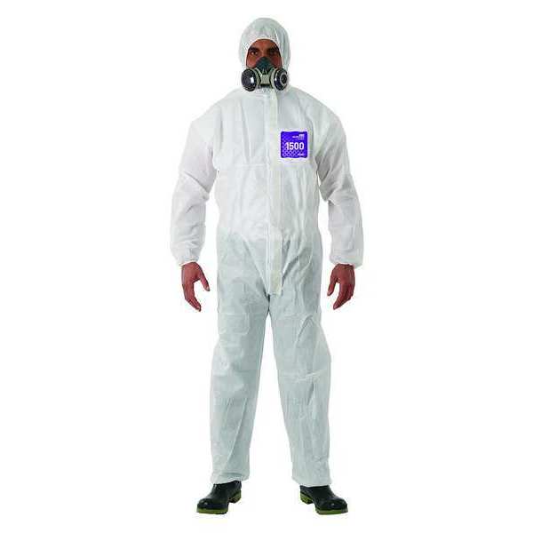 Ansell Coveralls, 25 PK, White, SMS, Zipper WH15-S-92-101-04