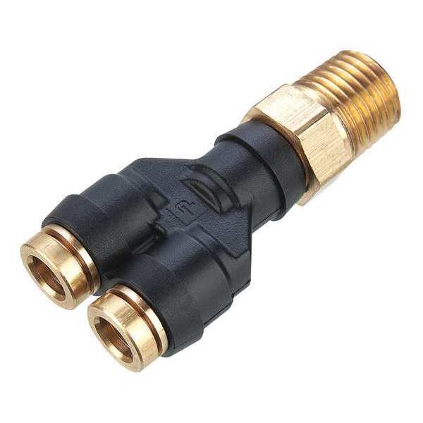 Parker Male Y Connector, 1/4 in. Tube, 2.12 in. L 368PTC-4-4