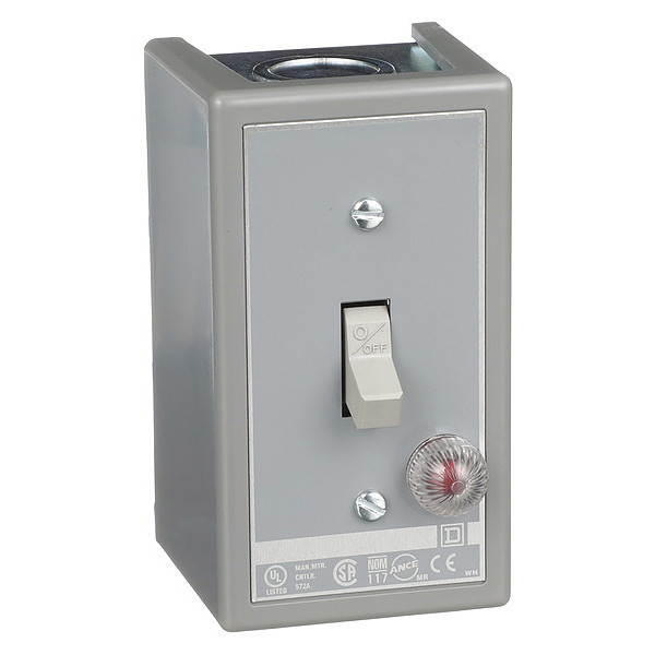 Square D Switch, manual, 30A, 3 pole, 20 HP at 575 VAC, three phase, toggle operated, red 440/600 VAC indicator, NEMA 1 enclosure 2510KG6C