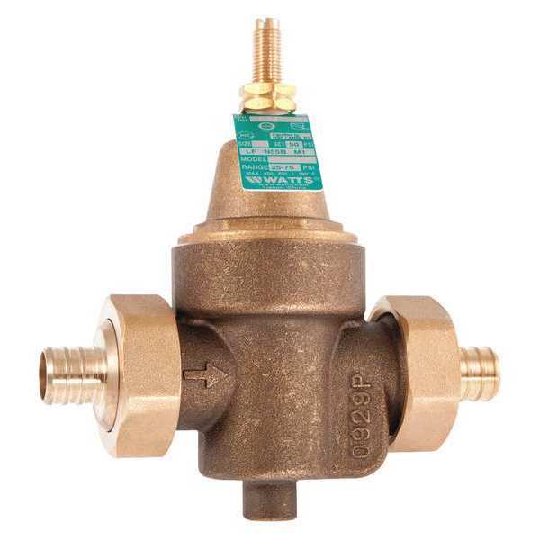 Watts Water Pressure Reducing Valve, 5-1/4 in.L 1" LFN55BM1-DU-PEX