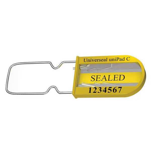 Universeal Padlock Seal 3-1/4" x 3/64", Plastic, Yellow, Pk50 UPAD-C YELLOW50