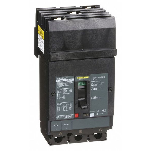 Square D Molded Case Circuit Breaker, HJA Series 30A, 3 Pole, 600V AC HJA36030