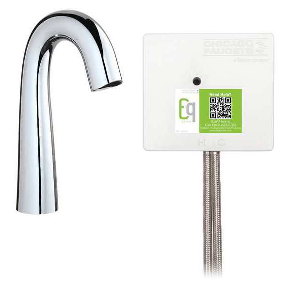 Chicago Faucet Electronic Sensor Single Hole Mount, 1 Hole Mid Arc Bathroom Faucet, Chrome plated EQ-C11A-12ABCP