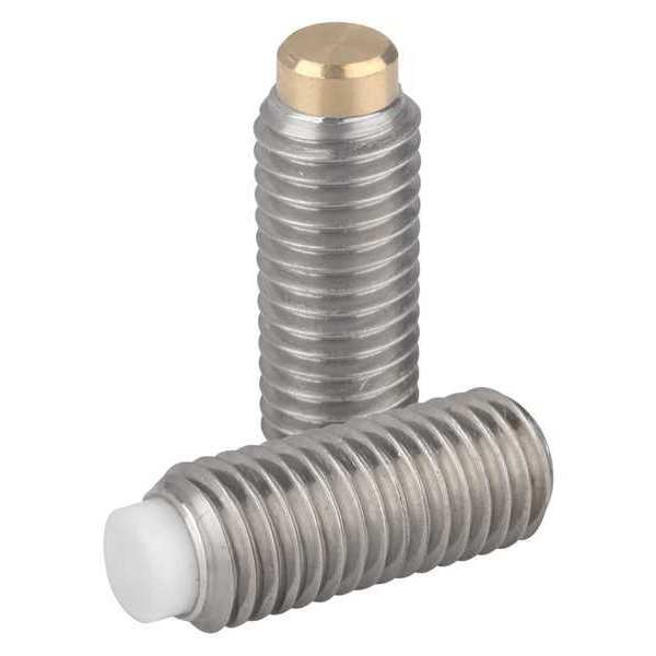 Kipp Thrust Screw M06X17, 5, Sw=3, Stainless Steel Bright, Non-Marring End, Brass. K0667.061X175