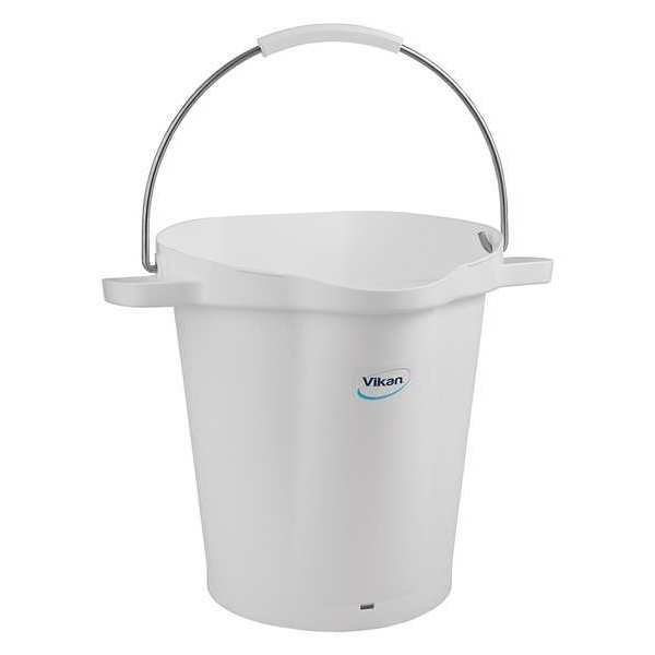 Vikan 5 gal. Round Hygienic Bucket, 15 in H, 14 1/8 in Dia, White, polypropylene 56925