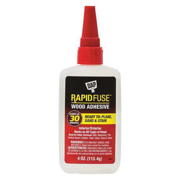 Dap Wood Glue, RapidFuse Series, Clear, 4 hr. Full Cure, 4 fl oz 00157