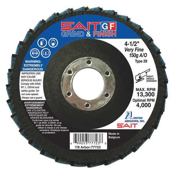 United Abrasives/Sait SAIT 77761 SAIT GF Grind & Finish Flap Discs, 4-1/2" x 7/8", Ceramic Grain, Coarse/60 Grit, 10-Pack 77761